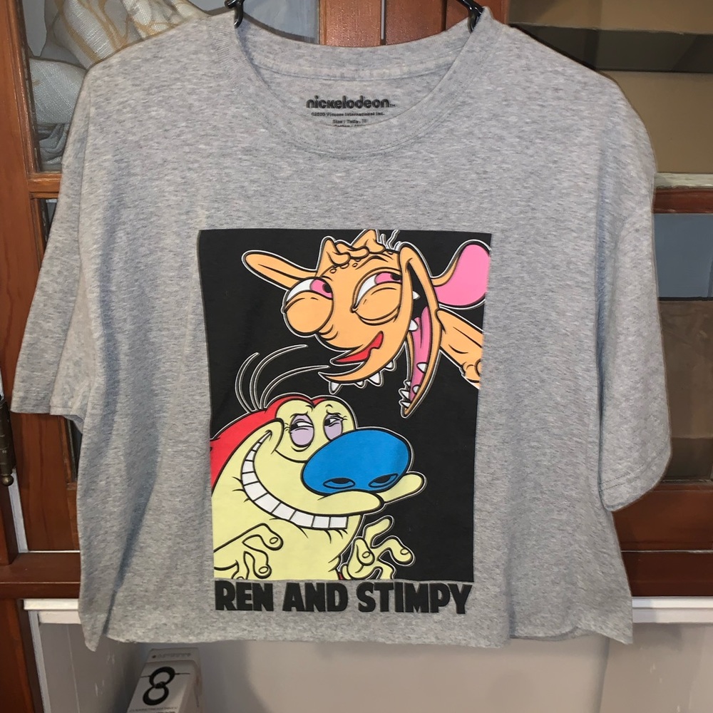 medium ben & stimpy crop top - grey